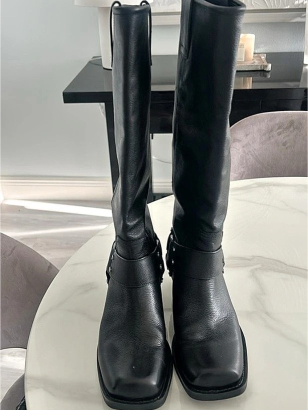Nine West Fawsta Tall Harness Boots Black-8